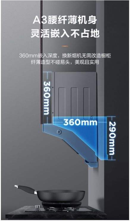 玲珑机身不换柜 美的新静吸油烟机CQ5顶侧双吸创领新物种